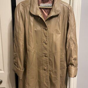 BOD & CHRISTENSEN Long Tan Leather Coat – Size M
